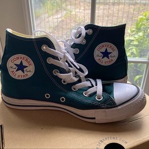 CONVERSE GREEN/TEAL HIGH TOPS WOMEN’s SIZE 7 NEW/GOOD CONDITION